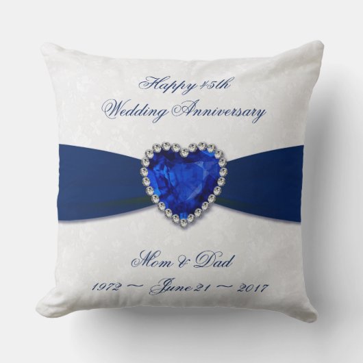 Oreiller doux Damask 45e anniversaire Mariage (Recto)