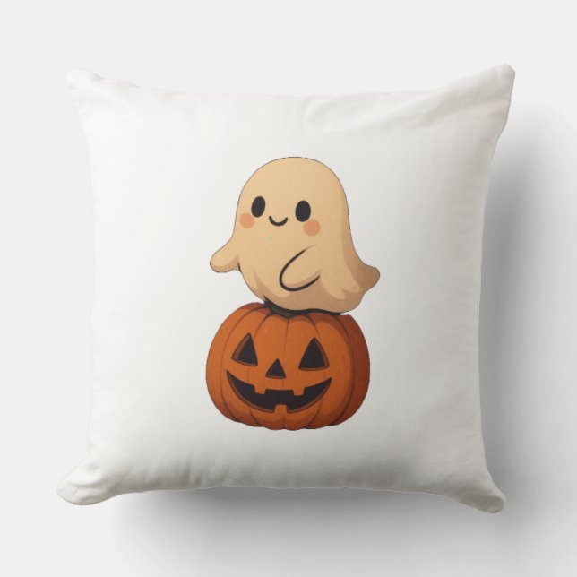 Oreiller doux Halloween avec un fantôme mignon sur (Recto)