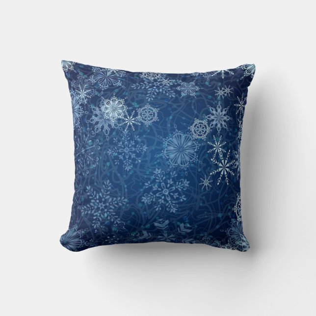Oreiller élégant flocon de neige bleu ! (Recto)