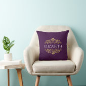 Oreiller élégant monogramme violet or (Chaise)