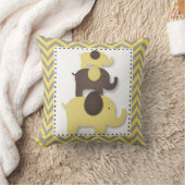 Oreiller éléphant à chevron jaune et gris (Couverture)