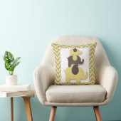 Oreiller éléphant à chevron jaune et gris (Chaise)