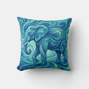 Oreiller éléphant - Jeté à dégradé de bleu océan
