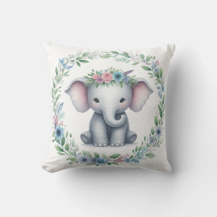 Oreiller éléphant mignon en bleu