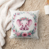 Oreiller Éléphant Mignon en Rose (Couverture)