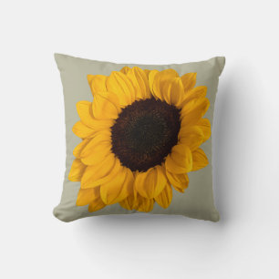 Oreiller en coton avec photo de tournesol