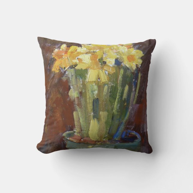 Oreiller en coton jonquille (Recto)