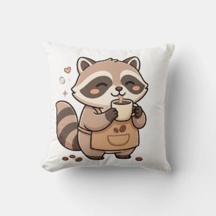 Oreiller en forme de café de raton laveur Kawaii