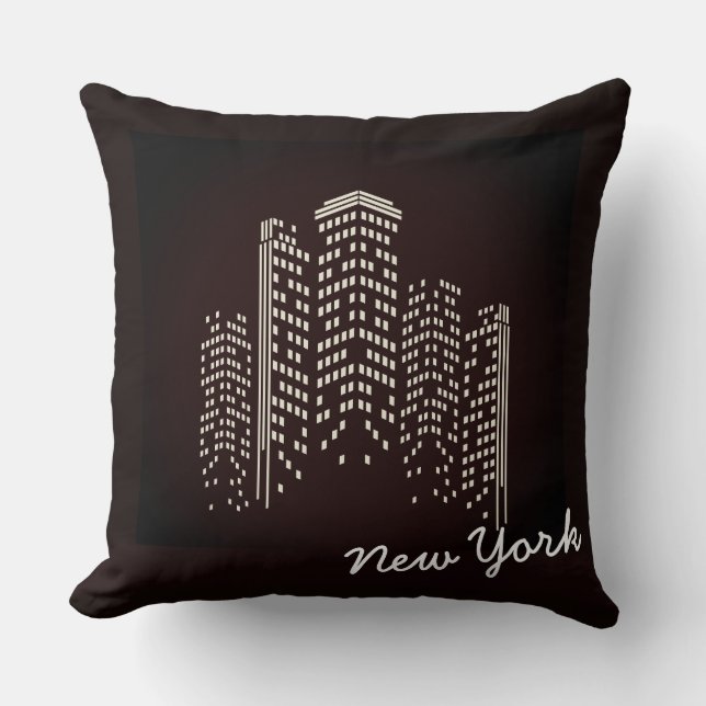 Oreiller en polyester à la skyline de New York (Recto)