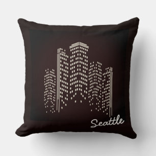 Oreiller en polyester à la skyline de Seattle