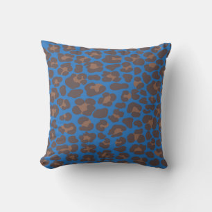 Oreiller extérieur imprimé léopard bleu et marron 