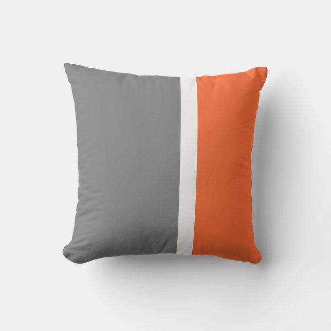 Oreiller extérieur rayé gris orange et blanc (Recto)