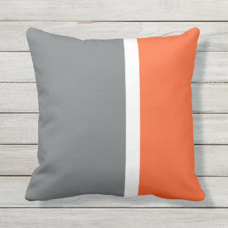 Oreiller extérieur rayé gris orange et blanc