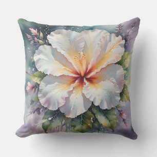 oreiller extérieur rêve d'hibiscus blanc