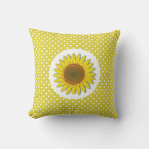Oreiller extérieur tournesol jaune à pois