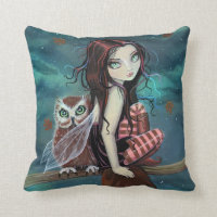 Oreiller fantaisie de fée et de hibou mignon
