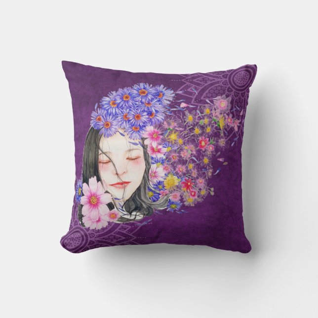 Oreiller Fille et Fleurs (Recto)
