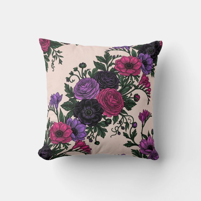 Oreiller Fleurie Midnight Bloom Zazzle (Recto)