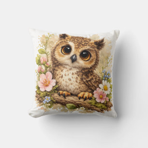 Oreiller Fleuriste de Hibou Mignon Réaliste pour l