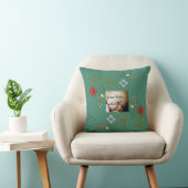 Oreiller Fleurs Fleurs Rouge Bleu Vert Monogramme (Chaise)