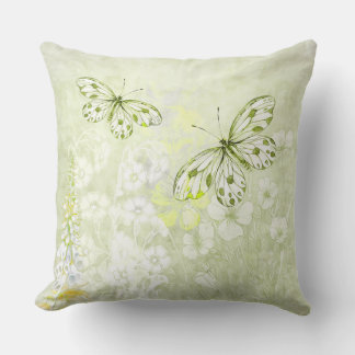 Oreiller Fleurs Vert Tendre avec Papillons