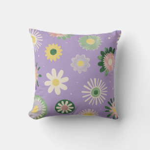 Oreiller floral à la marguerite lavande