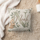 Oreiller floral à monogramme de Noah Teddy Bear (Couverture)