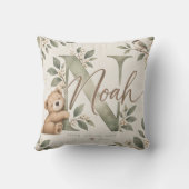 Oreiller floral à monogramme de Noah Teddy Bear (Verso)