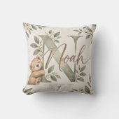 Oreiller floral à monogramme de Noah Teddy Bear (Recto)
