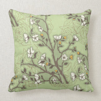 Oreiller Floral Asiatique Écrasé Vert Sage