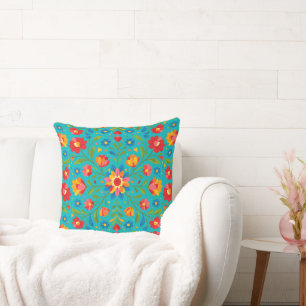 Oreiller floral en art populaire