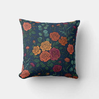 Oreiller floral japonais Ukiyo-E Roses