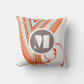 Oreiller floral moderne Monogramme rose menthe tau (Recto)