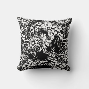 Oreiller floral noir et blanc