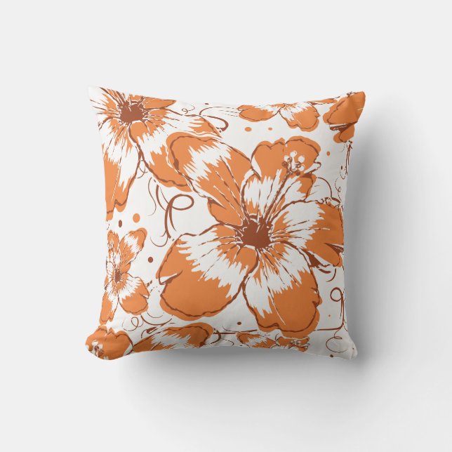Oreiller Floral Orange Hawaiian (Recto)