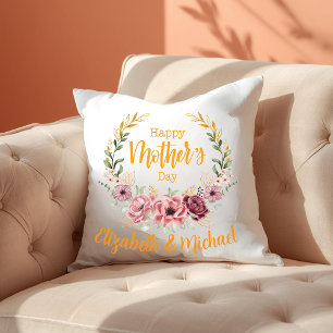 Oreiller floral personnalisé Bonne Fête des Mères
