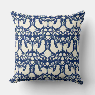 Oreiller floral poulet art populaire