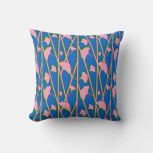 Oreiller floral rose bleu et vert