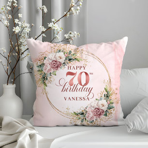 Oreiller floral Rose Gold Dusty Pink 70e Anniversa