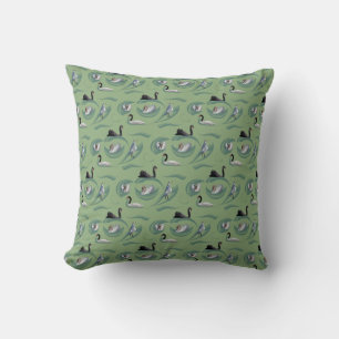 Oreiller frénésie de cygnes (vert pâle)