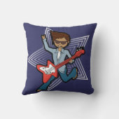 Oreiller garçon rockstar guitariste bleu foncé au  (Verso)