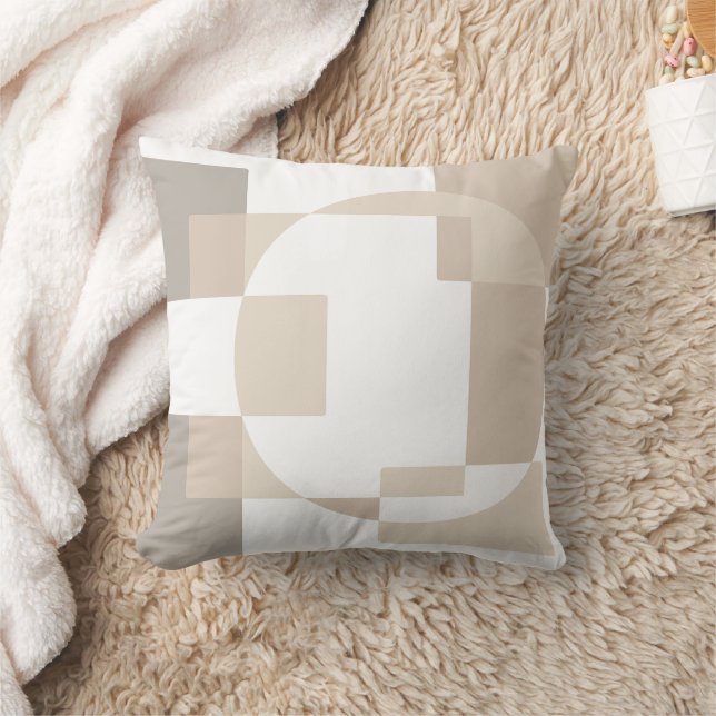 Oreiller géométrique beige décoration d'intérieur  (Couverture)