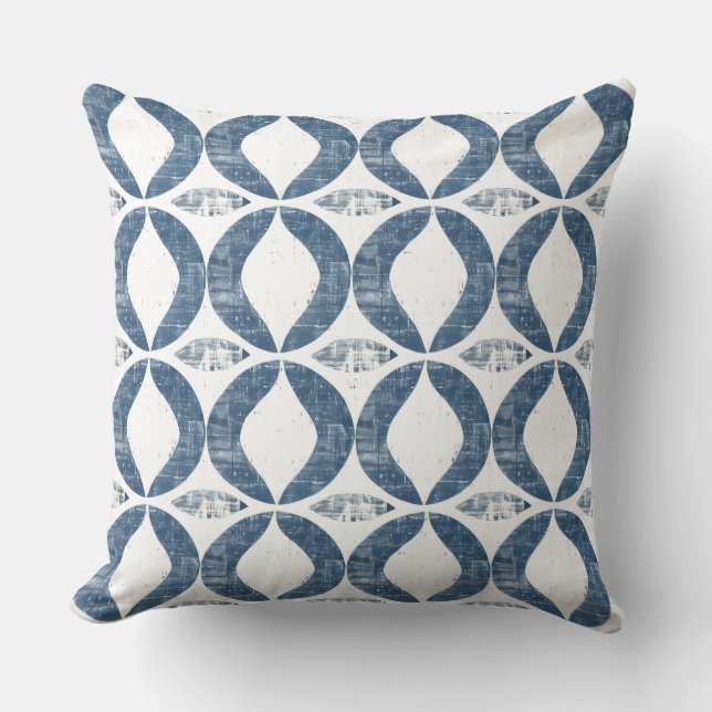 Oreiller géométrique bleu et blanc (Recto)