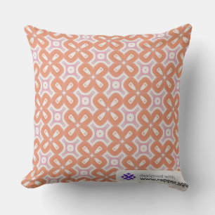 Oreiller géométrique floral orange et rose doux –