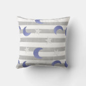 Oreiller gris et bleu lune et étoiles (Verso)