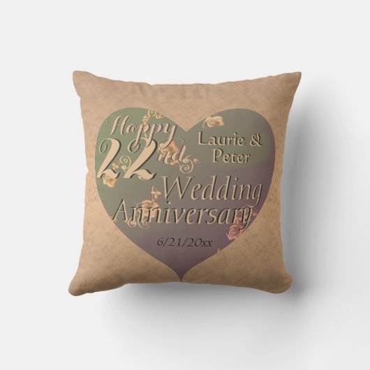 Oreiller HeartThrow pour les 22 ans de mariage (Verso)