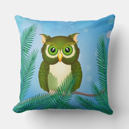Oreiller Hibou Vert (Recto)