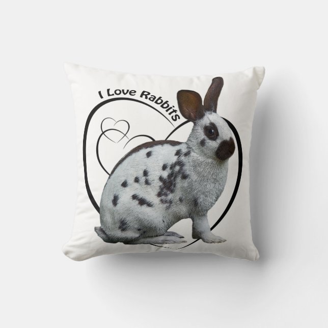 Oreiller J'adore les Lapins (Blanc) (Recto)
