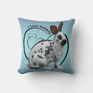 Oreiller J'adore les Lapins (Bleu Ciel)