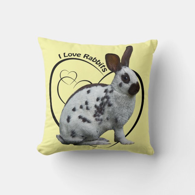 Oreiller J'adore les Lapins (Jaune Clair) (Recto)